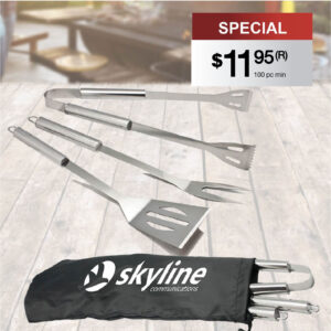 3 PC STAINLESS STEEL BBQ TOOL SET
