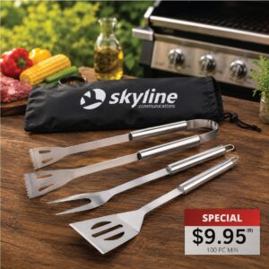 3 PC STAINLESS STEEL BBQ TOOL SET