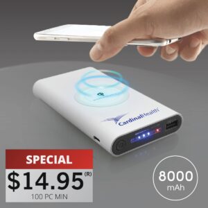 PURDUE - 8000 PORTABLE WIRELESS Qi POWERBANK