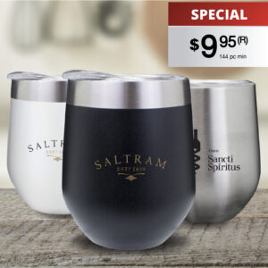STAINLESS STEEL WINE TUMBLER WITH CLEAR LID