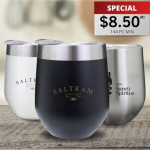 STAINLESS STEEL WINE TUMBLER WITH CLEAR LID