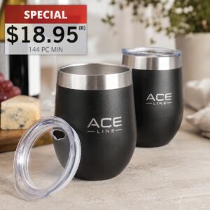 2 PC STAINLESS STEEL WINE TUMBLER SET
